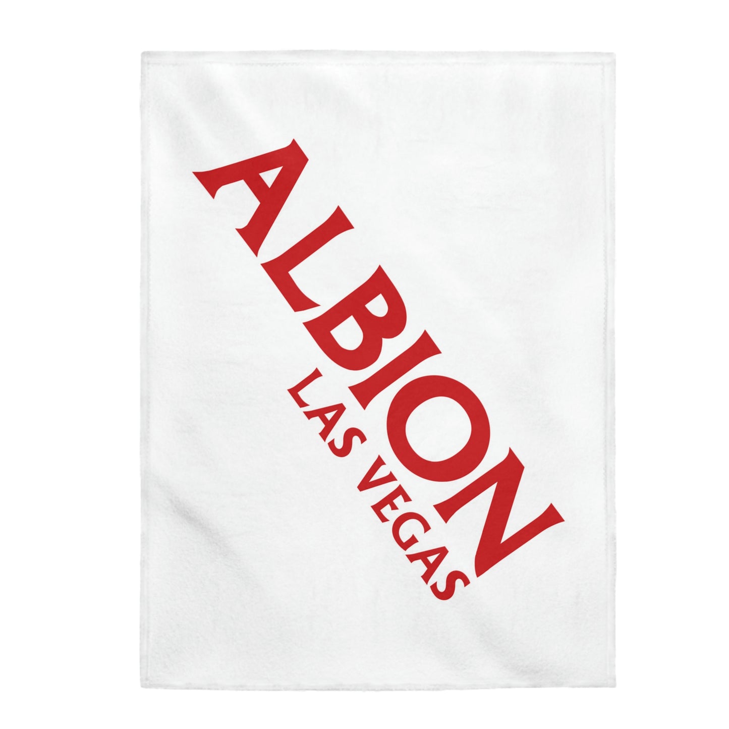 Albion LV Logo Lg angled- Velveteen Plush Blanket- WHITE (ALB-LV-61-050U)