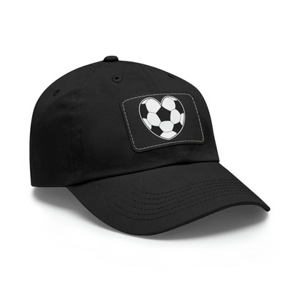 Soccer Ball Heart white- Dad Hat with Leather Patch (ST-NCP-11-033U)