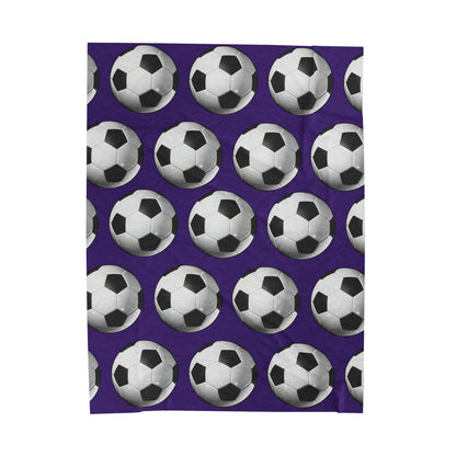 Soccer ball print- Velveteen Plush Blanket- PURPLE (ST-NCP-61-140U)