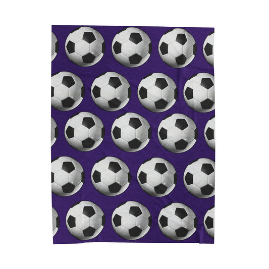 Soccer ball print- Velveteen Plush Blanket- PURPLE (ST-NCP-61-140U)