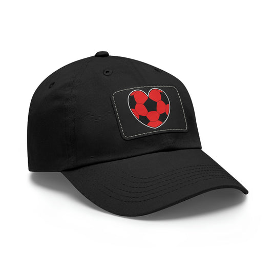 Soccer Ball Heart red- Dad Hat with Leather Patch (ST-NCP-11-034U)