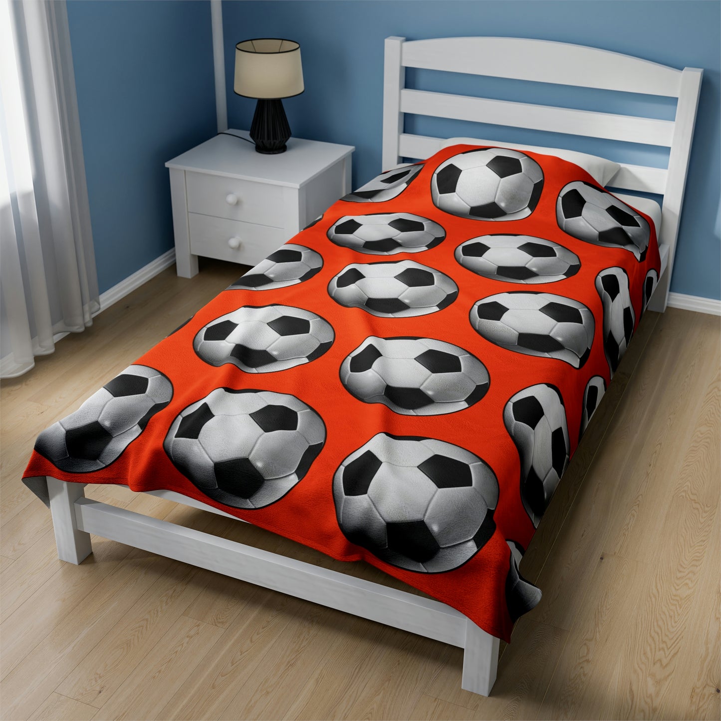 Soccer ball print- Velveteen Plush Blanket- ORANGE (ST-NCP-61-134U)