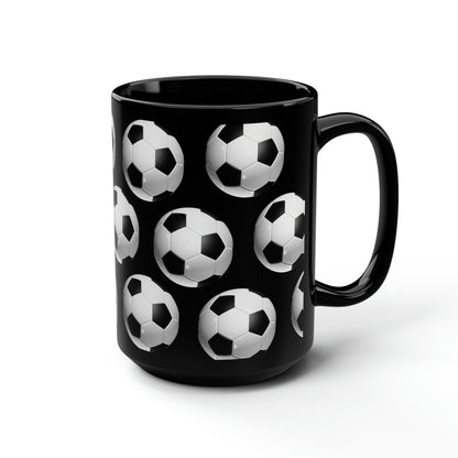 Soccer ball print- Black Ceramic Mug, 15oz (ST-NCP-82-151A)