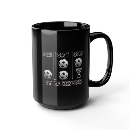 Soccer Trophy- My Weekend- Black Mug, 15oz (ST-NCP-82-302A)