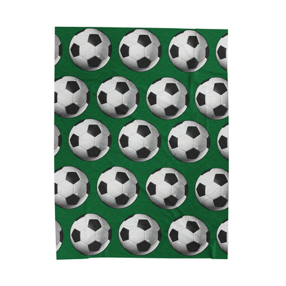 Soccer ball print- Velveteen Plush Blanket- DARK GREEN (ST-NCP-61-137U)