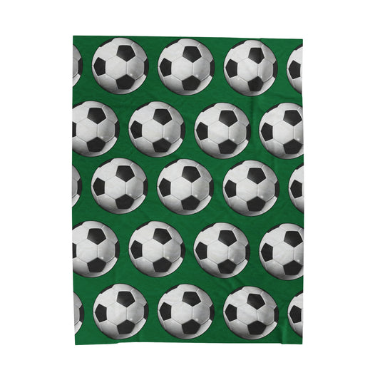 Soccer ball print- Velveteen Plush Blanket- DARK GREEN (ST-NCP-61-137U)