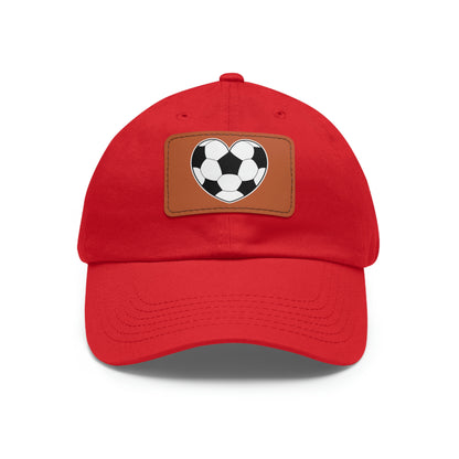 Soccer Ball Heart white- Dad Hat with Leather Patch (ST-NCP-11-033U)