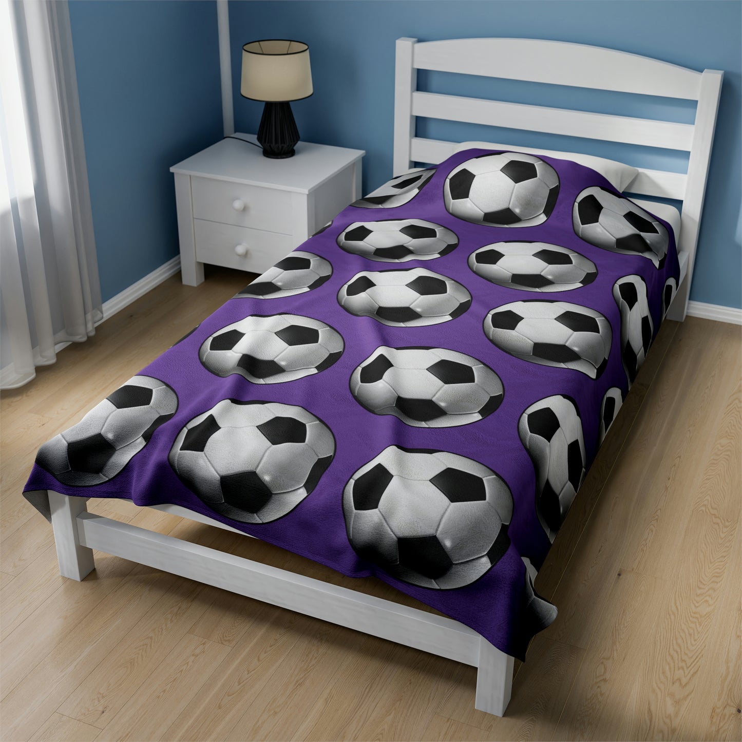 Soccer ball print- Velveteen Plush Blanket- LIGHT PURPLE (ST-NCP-61-139U)