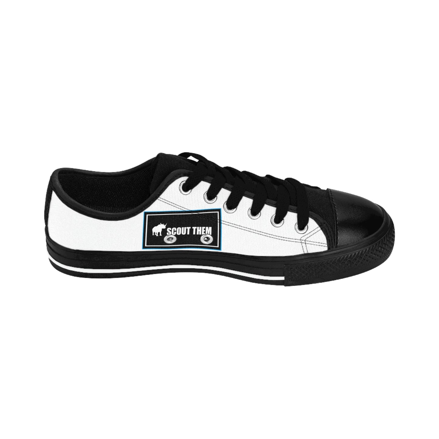 ScoutThem Shield blue border- Women's Sneakers- White and Black (ST-FGS-42-200W)