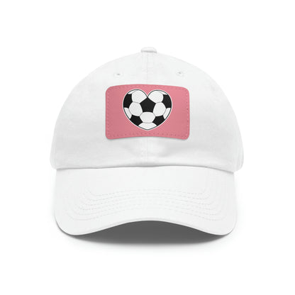 Soccer Ball Heart white- Dad Hat with Leather Patch (ST-NCP-11-033U)