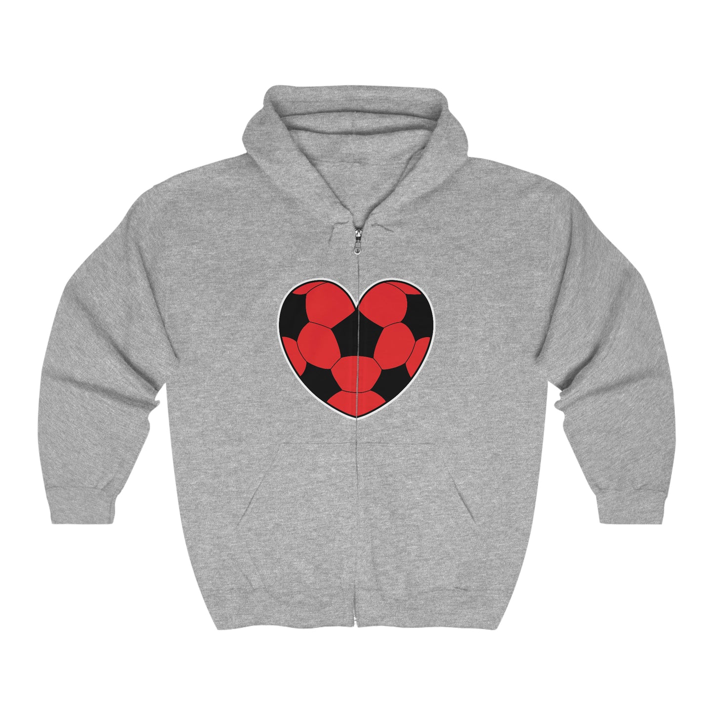 Soccer Ball Heart red Lg Front- Unisex Heavy Blend™ Full Zip Hooded Sweatshirt (ST-NCP-22-567U)