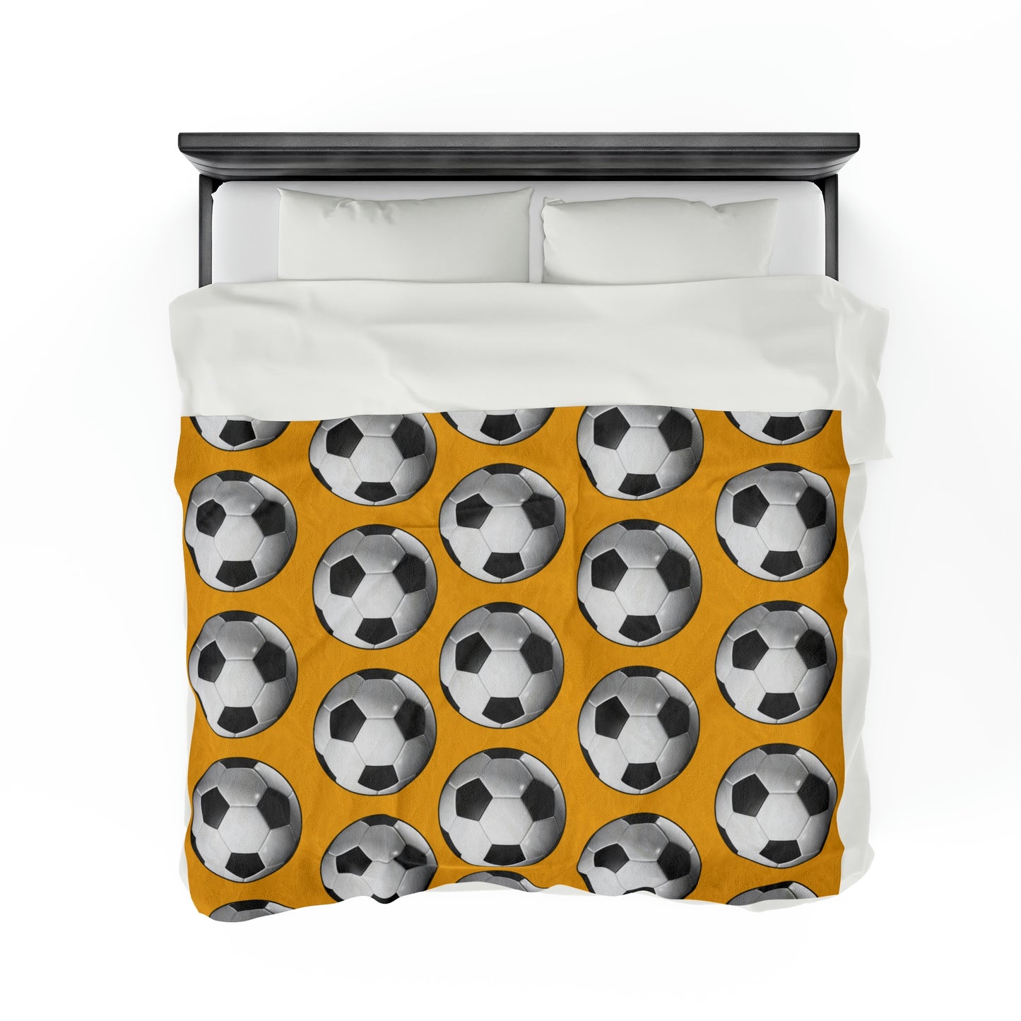 Soccer ball print- Velveteen Plush Blanket- YELLOW (ST-NCP-61-135U)