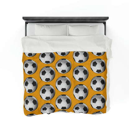 Soccer ball print- Velveteen Plush Blanket- YELLOW (ST-NCP-61-135U)