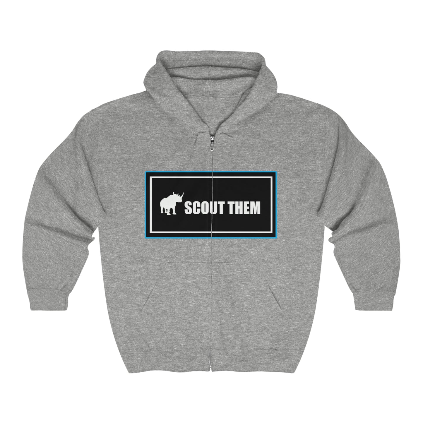 ScoutThem Shield Lg blue border Front- Unisex Heavy Blend™ Full Zip Hooded Sweatshirt (ST-FGS-22-514U)