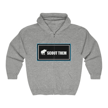 ScoutThem Shield Lg blue border Front- Unisex Heavy Blend™ Full Zip Hooded Sweatshirt (ST-FGS-22-514U)