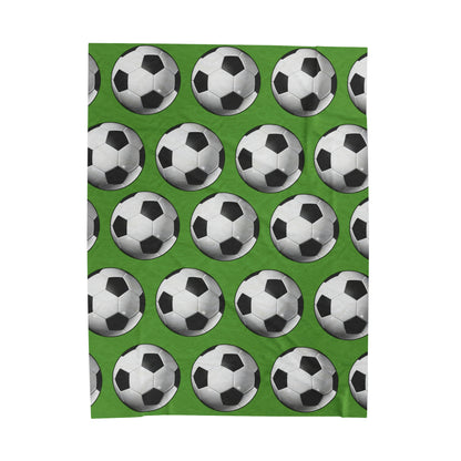 Soccer ball print- Velveteen Plush Blanket- GREEN (ST-NCP-61-136U)