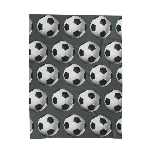 Soccer ball print- Velveteen Plush Blanket- DARK GREY (ST-NCP-61-123U)