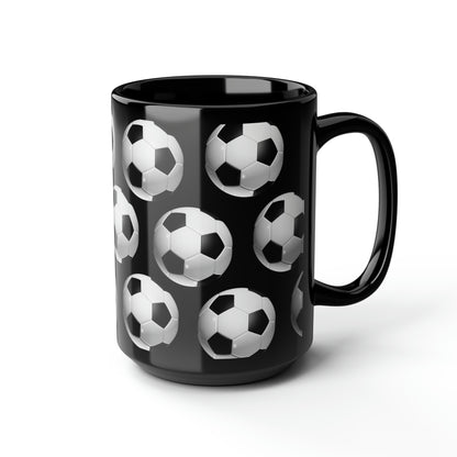 Soccer ball print- Black Ceramic Mug, 15oz (ST-NCP-82-151A)