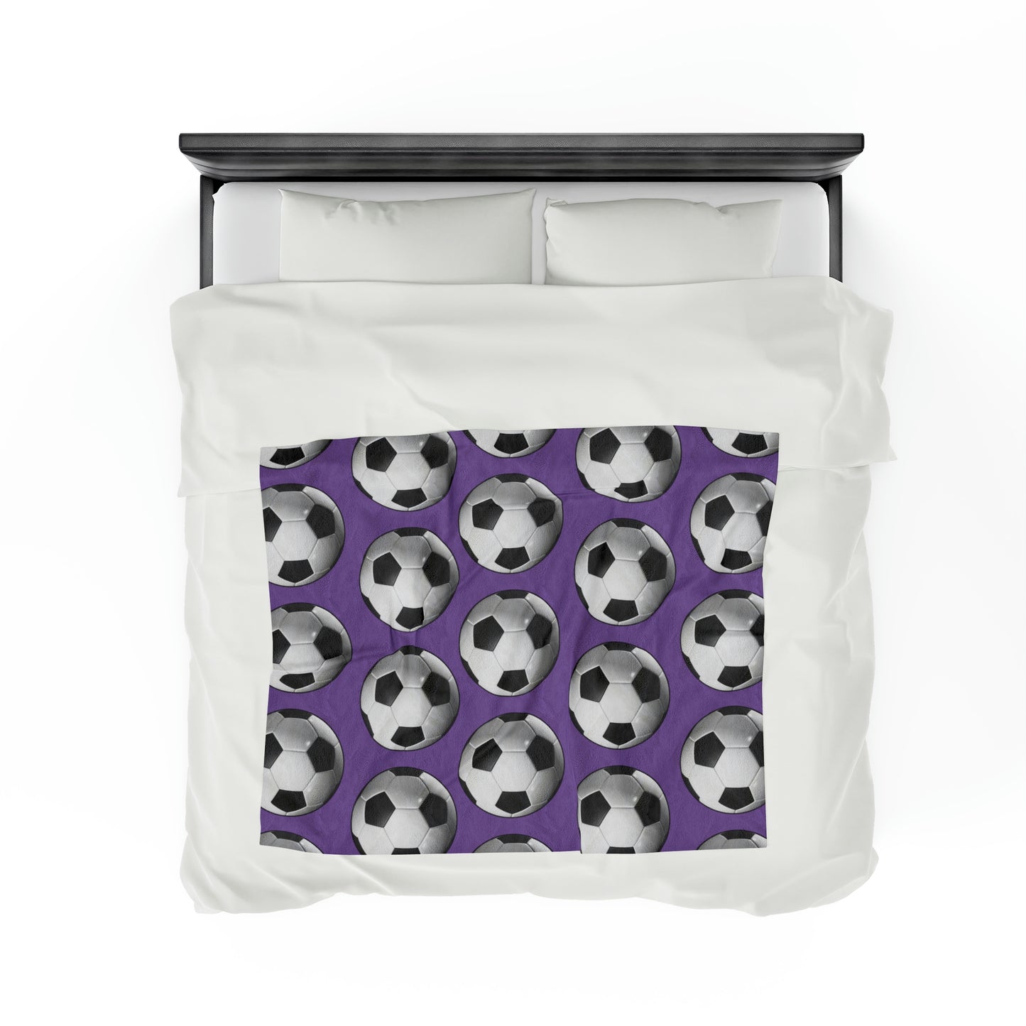 Soccer ball print- Velveteen Plush Blanket- LIGHT PURPLE (ST-NCP-61-139U)