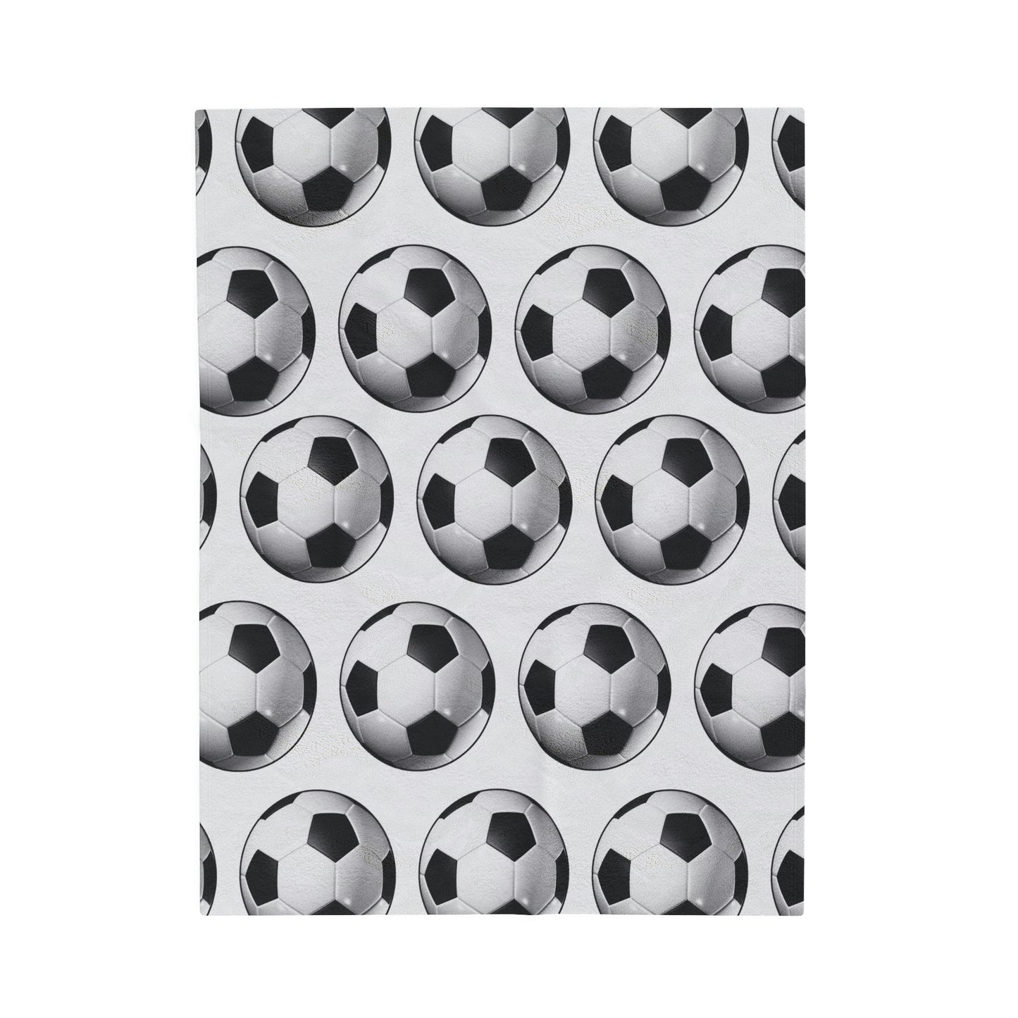 Soccer ball print- Velveteen Plush Blanket- WHITE (ST-NCP-61-121U)