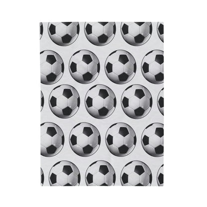 Soccer ball print- Velveteen Plush Blanket- WHITE (ST-NCP-61-121U)