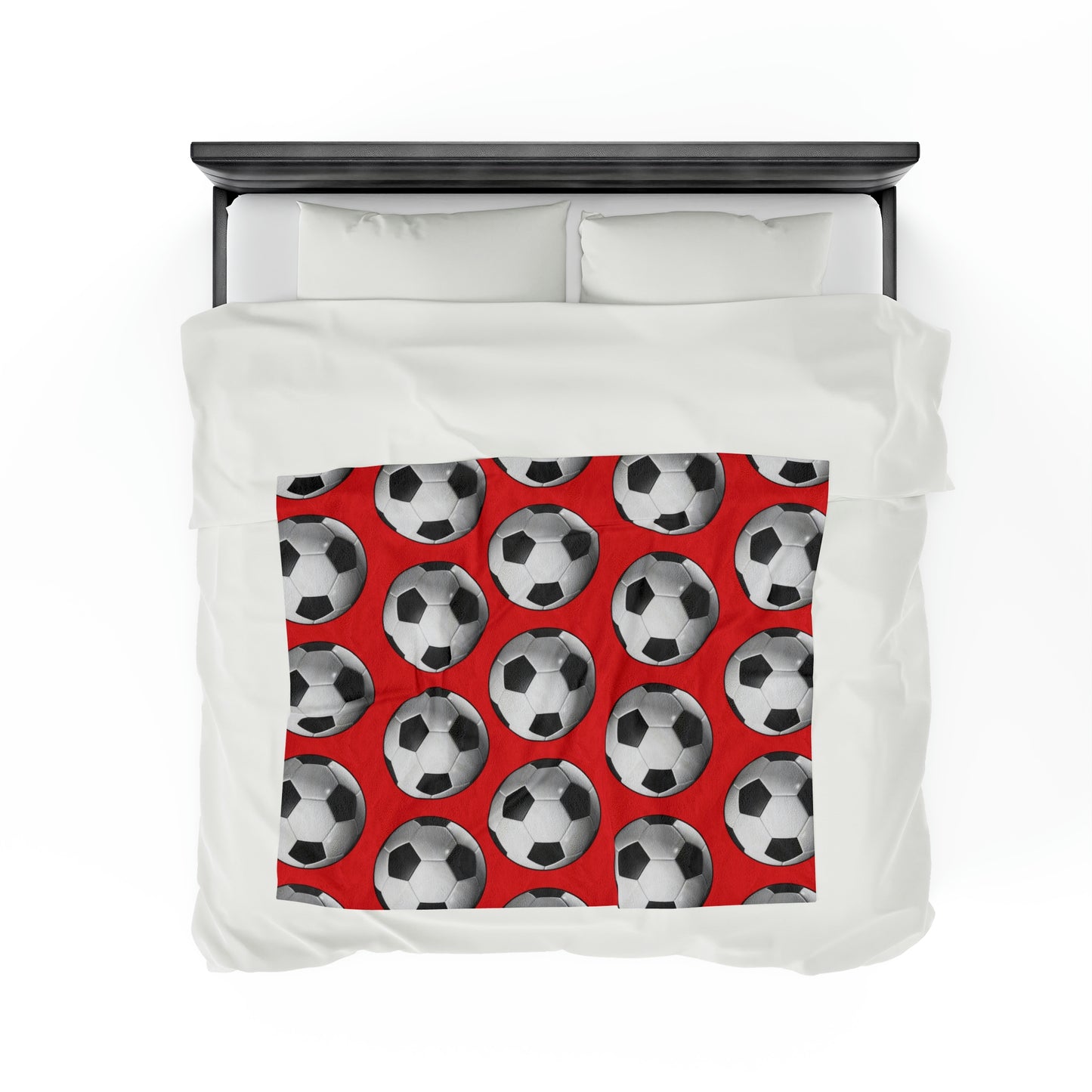 Soccer ball print- Velveteen Plush Blanket- RED (ST-NCP-61-130U)