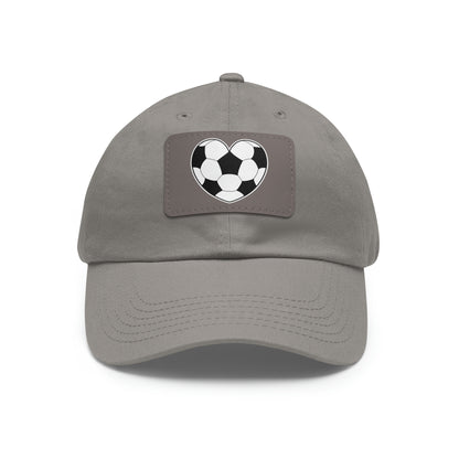 Soccer Ball Heart white- Dad Hat with Leather Patch (ST-NCP-11-033U)