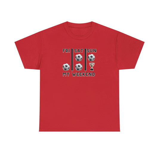 Soccer Trophy- My Weekend- Various Red colors- Unisex Heavy Cotton Tee (ST-NCP-21-502U)