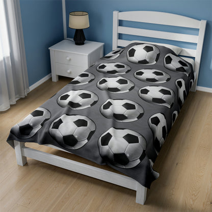 Soccer ball print- Velveteen Plush Blanket- GREY (ST-NCP-61-129U)