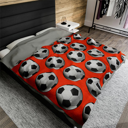 Soccer ball print- Velveteen Plush Blanket- ORANGE (ST-NCP-61-134U)