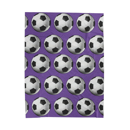 Soccer ball print- Velveteen Plush Blanket- LIGHT PURPLE (ST-NCP-61-139U)