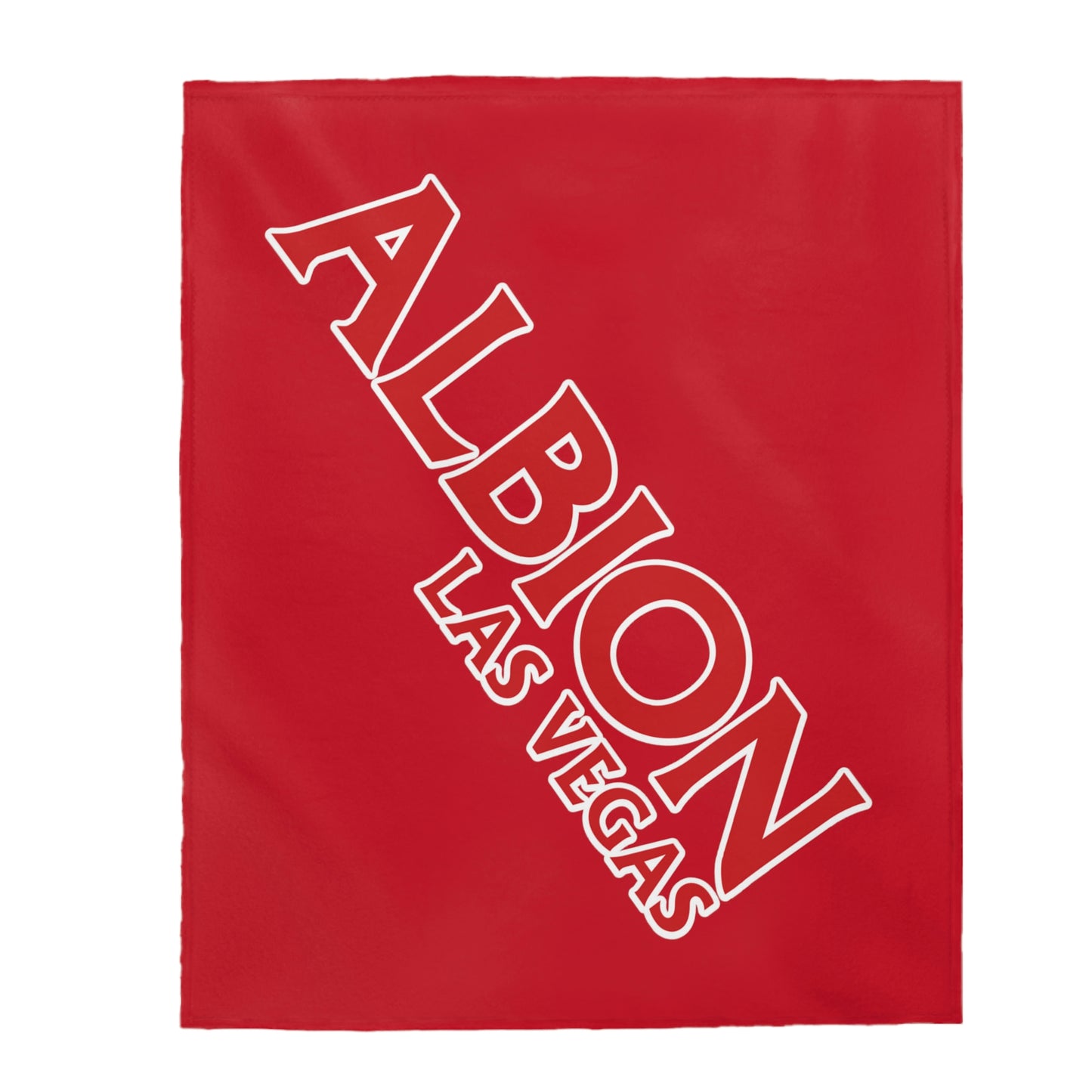 Albion LV Logo Lg angled- Velveteen Plush Blanket- DARK RED (ALB-LV-61-053U)