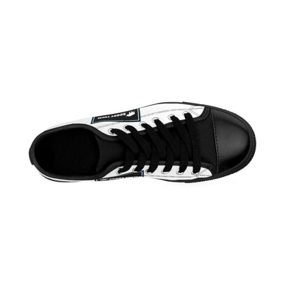 ScoutThem Shield blue border- Women's Sneakers- White and Black (ST-FGS-42-200W)