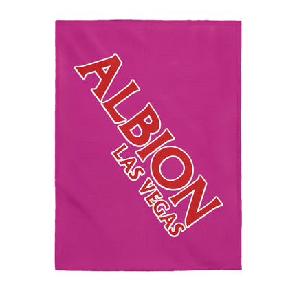 Albion LV Logo Lg angled- Velveteen Plush Blanket- PINK (ALB-LV-61-056U)