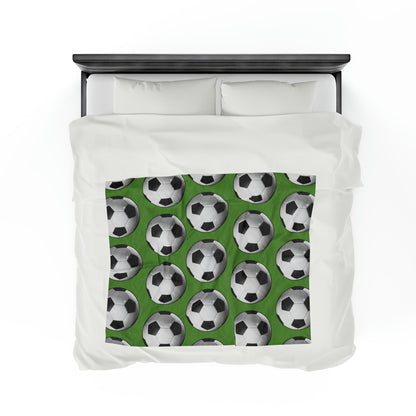 Soccer ball print- Velveteen Plush Blanket- GREEN (ST-NCP-61-136U)