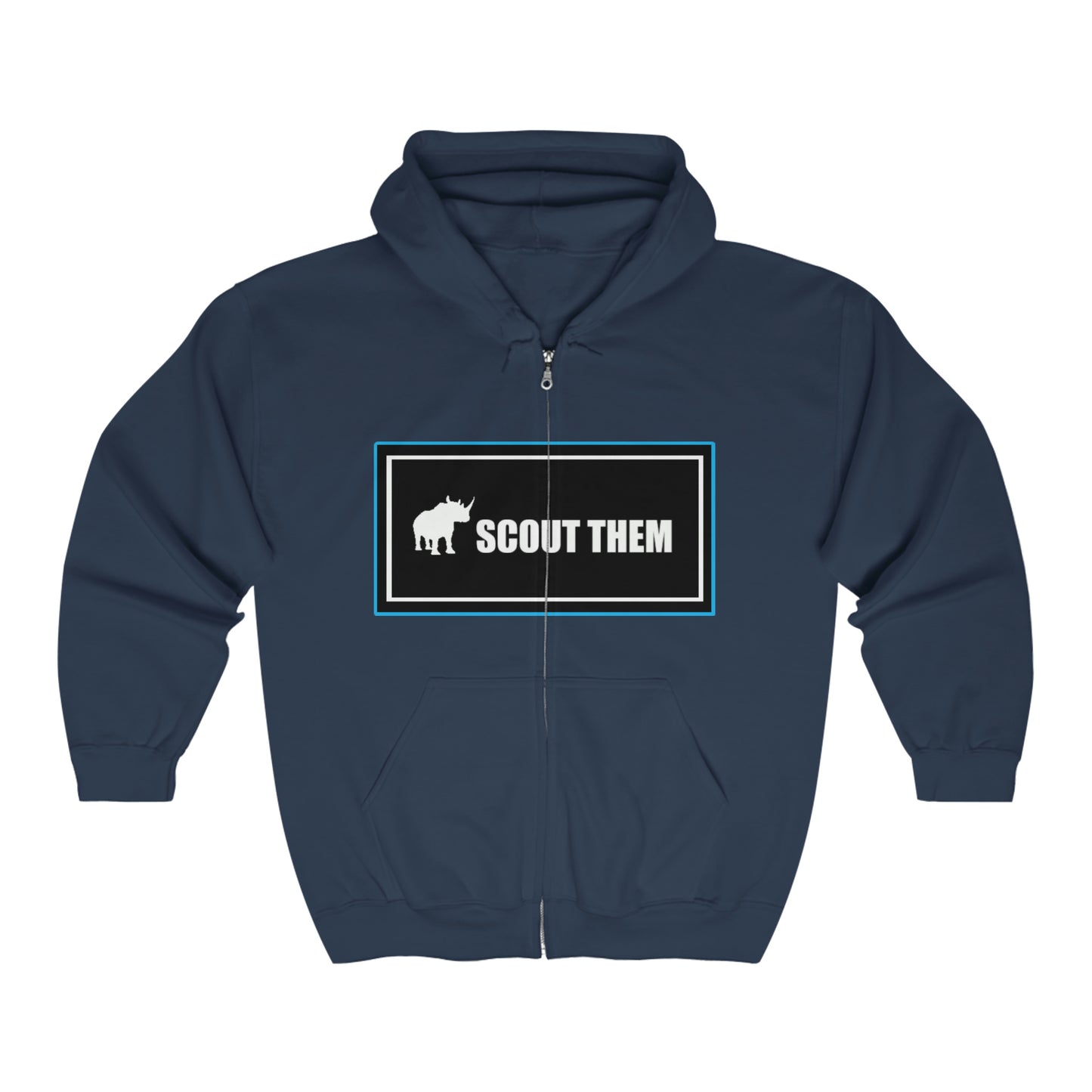 ScoutThem Shield Lg blue border Front- Unisex Heavy Blend™ Full Zip Hooded Sweatshirt (ST-FGS-22-514U)