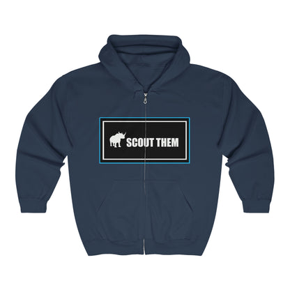 ScoutThem Shield Lg blue border Front- Unisex Heavy Blend™ Full Zip Hooded Sweatshirt (ST-FGS-22-514U)