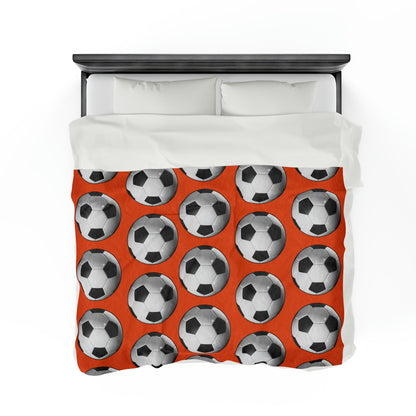 Soccer ball print- Velveteen Plush Blanket- ORANGE (ST-NCP-61-134U)