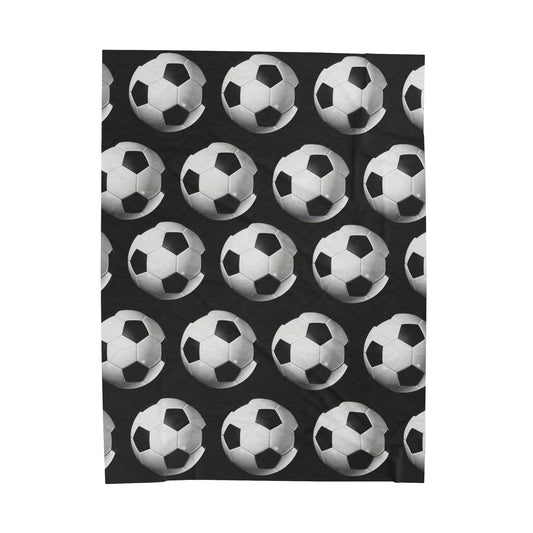 Soccer ball print- Velveteen Plush Blanket- BLACK (ST-NCP-61-122U)