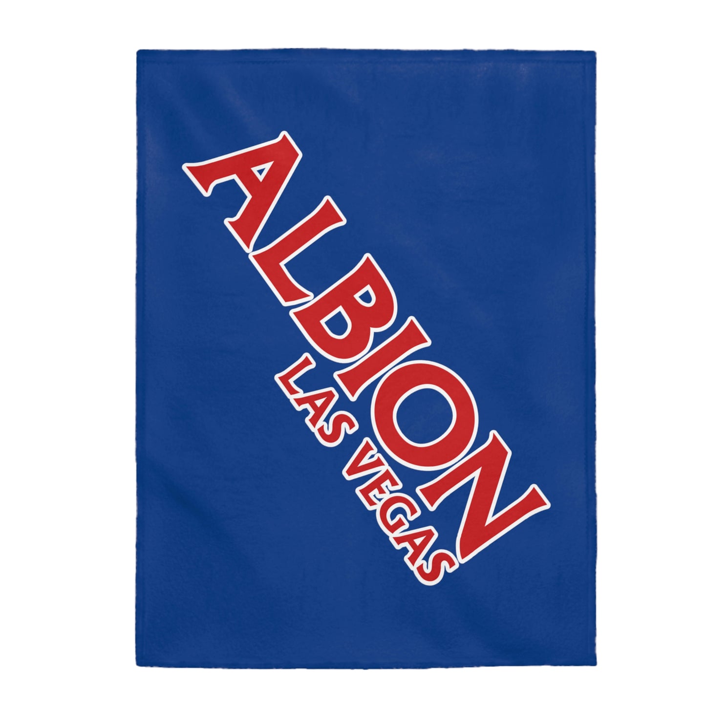 Albion LV Logo Lg angled- Velveteen Plush Blanket- Dark Blue (ALB-LV-61-055U)