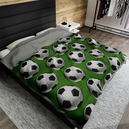 Soccer ball print- Velveteen Plush Blanket- GREEN (ST-NCP-61-136U)