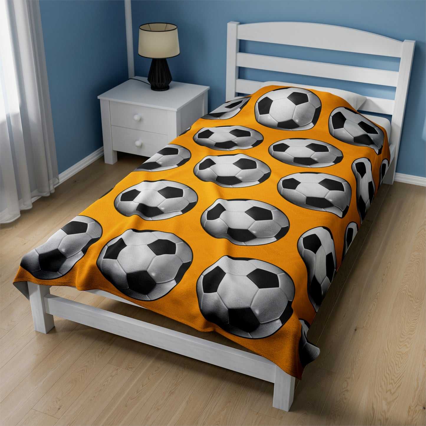 Soccer ball print- Velveteen Plush Blanket- YELLOW (ST-NCP-61-135U)