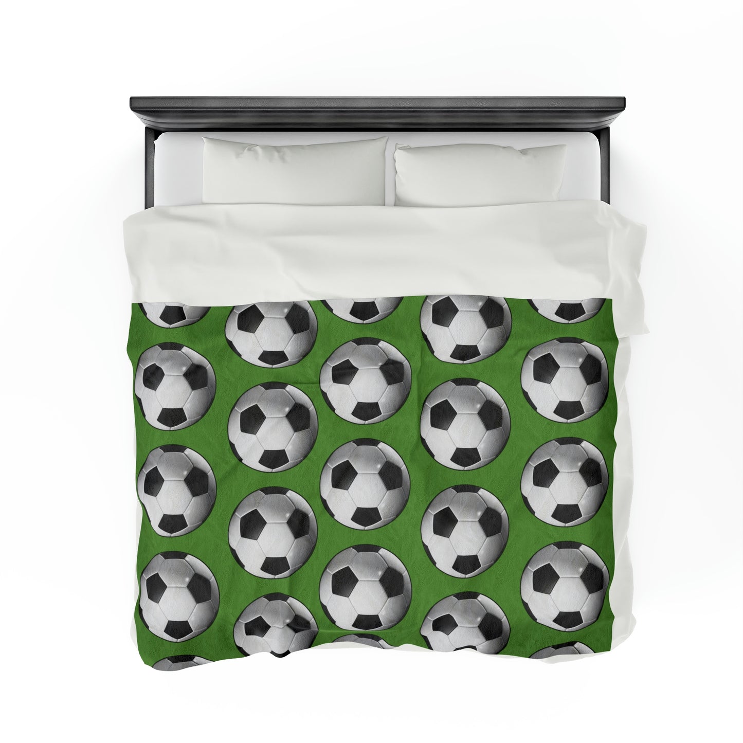 Soccer ball print- Velveteen Plush Blanket- GREEN (ST-NCP-61-136U)