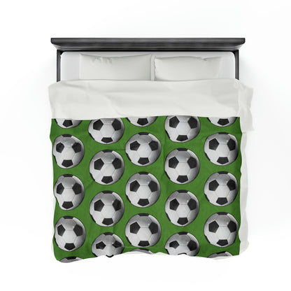 Soccer ball print- Velveteen Plush Blanket- GREEN (ST-NCP-61-136U)