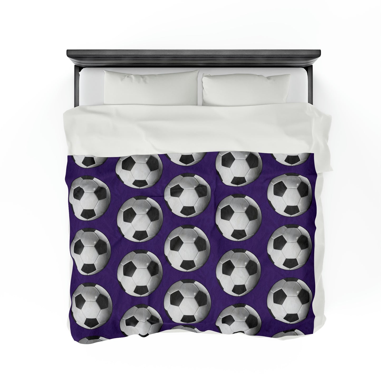 Soccer ball print- Velveteen Plush Blanket- PURPLE (ST-NCP-61-140U)