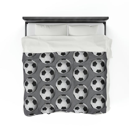 Soccer ball print- Velveteen Plush Blanket- GREY (ST-NCP-61-129U)