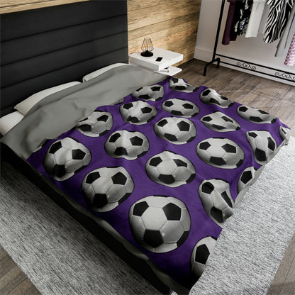 Soccer ball print- Velveteen Plush Blanket- LIGHT PURPLE (ST-NCP-61-139U)