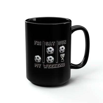 Soccer Trophy- My Weekend- Black Mug, 15oz (ST-NCP-82-302A)