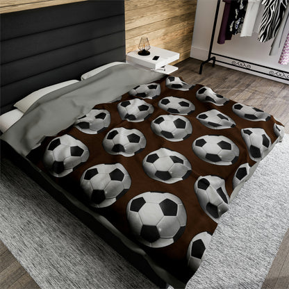 Soccer ball print- Velveteen Plush Blanket- BROWN (ST-NCP-61-131U)