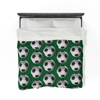 Soccer ball print- Velveteen Plush Blanket- DARK GREEN (ST-NCP-61-137U)